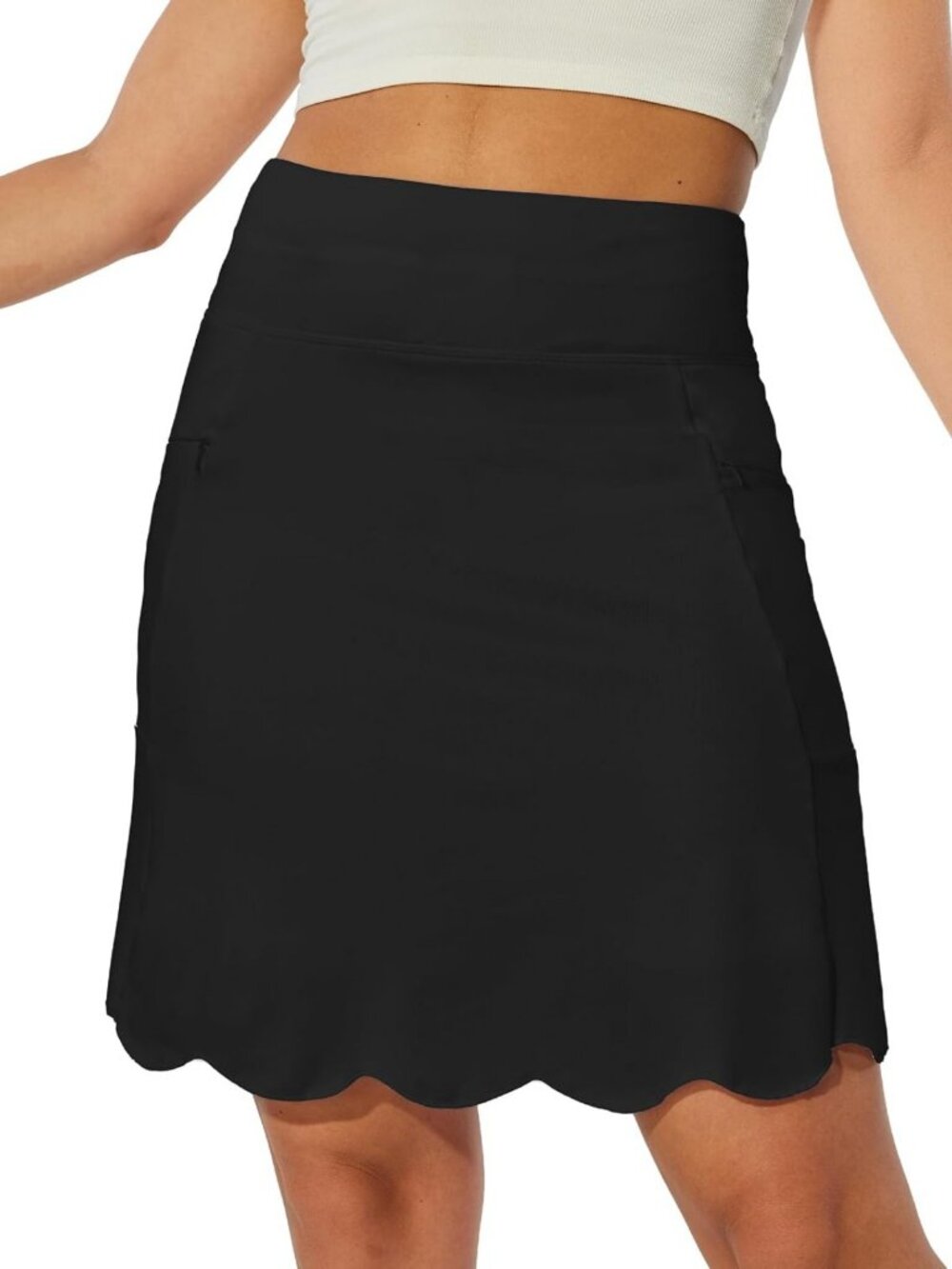 Women's Golf Skirt with Zipper Pockets | Tummy Control Scalloped Skort 20